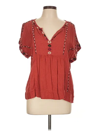 Pre-owned Lucky Brand Short Sleeve Henley Shirt In Red