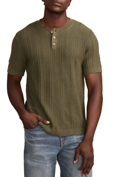 Lucky Brand Short Sleeve Henley Sweater In Thyme