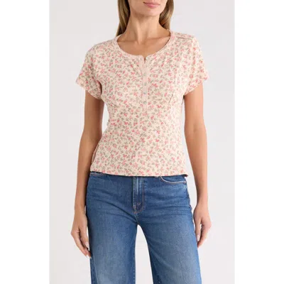 Lucky Brand Short Sleeve Henley Tee In Multi
