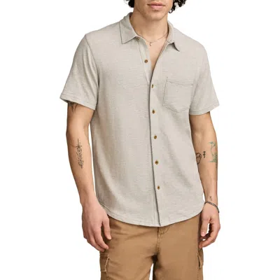 Lucky Brand Short Sleeve Marled Linen Button-up Shirt