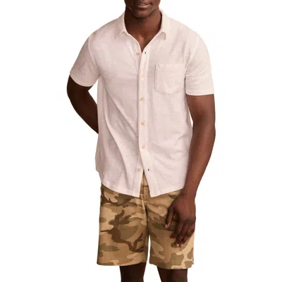 Lucky Brand Short Sleeve Marled Linen Button-up Shirt In Bright White