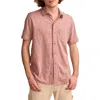 Lucky Brand Short Sleeve Marled Linen Button-up Shirt In Dry Rose