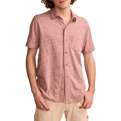 Lucky Brand Short Sleeve Marled Linen Button-up Shirt In Dry Rose