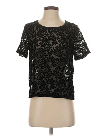 Pre-owned Lucky Brand Short Sleeve Top Black Crew Neck Tops