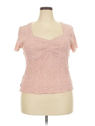 Lucky Brand Short Sleeve Top Pink Sweetheart Neckline Tops