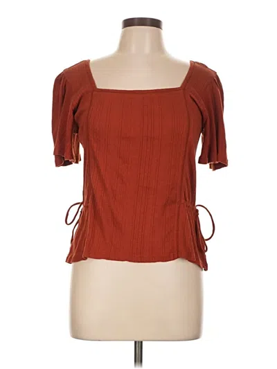 Pre-owned Lucky Brand Short Sleeve Top Red Square Neckline Tops