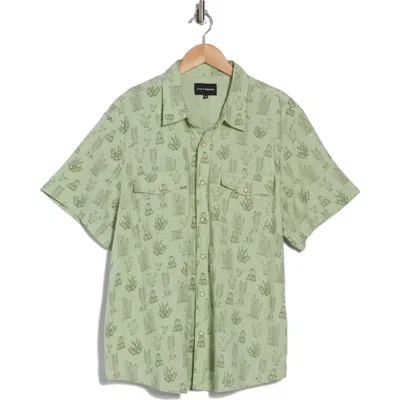 Lucky Brand Short Sleeve Western Work Shirt In Green Print