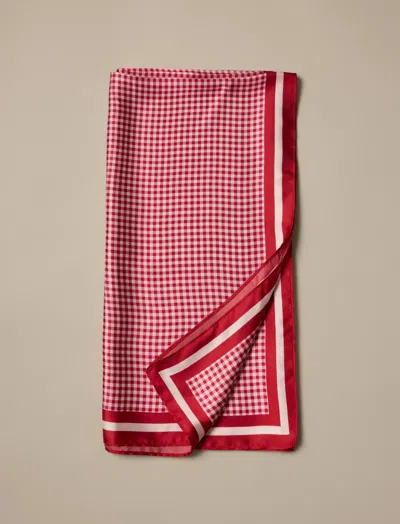 Lucky Brand Silky Gingham Scarf In Red