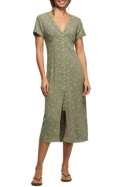 Lucky Brand Simone Floral Midi Dress In Green