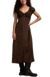 Lucky Brand Simone Velvet Burnout Midi Dress In Brown