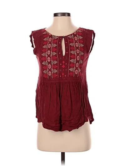 Pre-owned Lucky Brand Sleeveless Blouse In Burgundy
