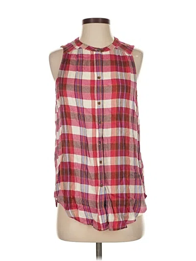 Pre-owned Lucky Brand Sleeveless Button Down Shirt In Red