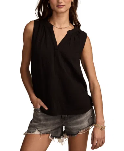 Lucky Brand Sleeveless Popover Shirt In Gray