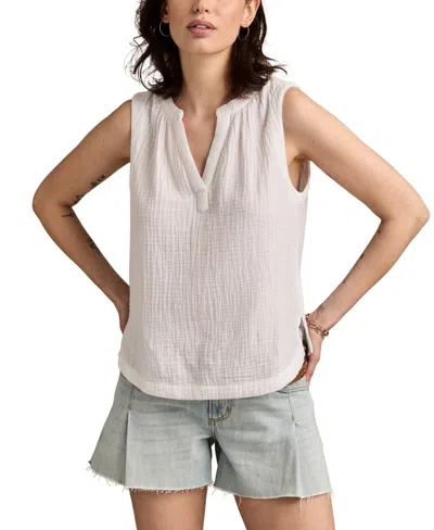 Lucky Brand Sleeveless Popover Shirt In White