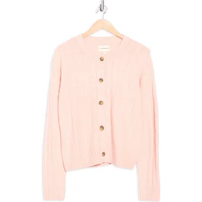 Lucky Brand Slouchy Cable Crop Cardigan In Pink