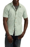 Lucky Brand Slub Knit Short Sleeve Cotton Blend Button-up Shirt In Green