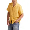 Lucky Brand Slub Linen Camp Shirt In Brown