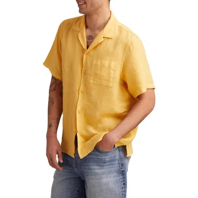Lucky Brand Slub Linen Camp Shirt In Brown