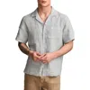 Lucky Brand Slub Linen Camp Shirt In Celestial Blue