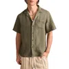 Lucky Brand Slub Linen Camp Shirt In Thyme