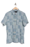 Lucky Brand Slub Plya Short Sleeve Button-up Shirt In Blue Print