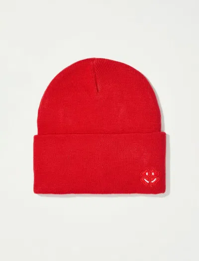 Lucky Brand Smiley Beanie In Pink