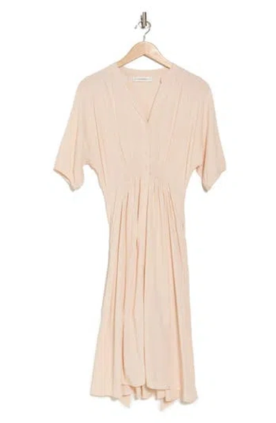 Lucky Brand Smocked Asymmetric Shirtdress In Peach Floral