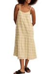 Lucky Brand Smocked Sleeveless Midi Dress In Sage Gingham