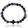 Lucky Brand Sodalite Bead Stretch Bracelets With Cross Accents In Brown