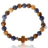 Lucky Brand Sodalite Bead Stretch Bracelets With Cross Accents In Multi