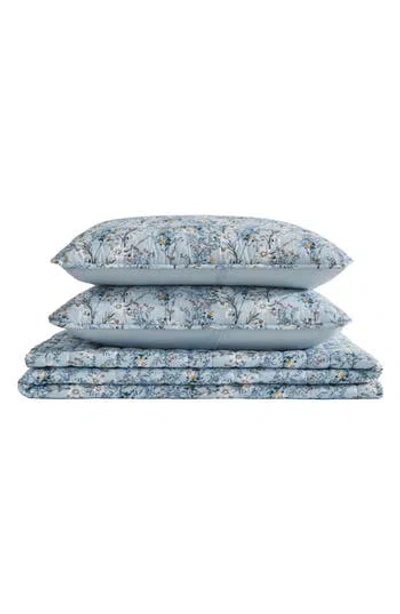 Lucky Brand Soft Floral Reversible Quilt Set In Blue