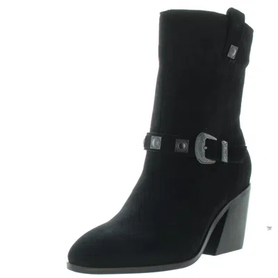 Lucky Brand Sogn Womens Buckle Leather Cowboy, Western Boots In Black