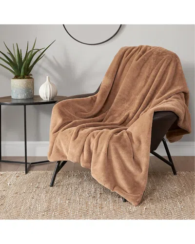 Lucky Brand Solid Fuzzy Throw Blanket In Brown