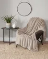 Lucky Brand Embossed Cable Faux Fur Throw, 50" X 70" In Tan
