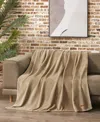 Lucky Brand Solid Plush Throw, 50" X 70" In Brown