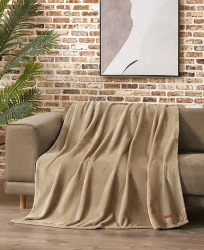 Lucky Brand Solid Plush Throw, 50" X 70" In Brown