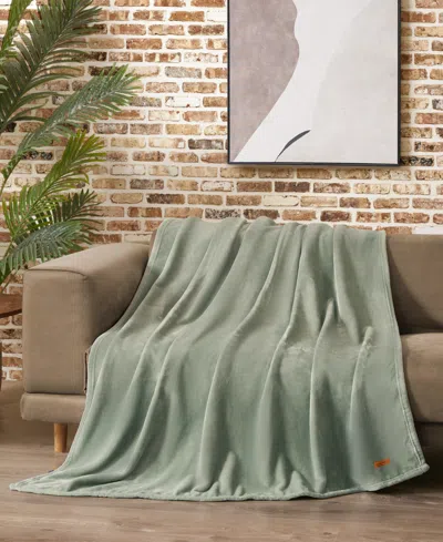 Lucky Brand Solid Plush Throw, 50" X 70" In Green