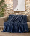 Lucky Brand Solid Plush Throw, 50" X 70" In Blue