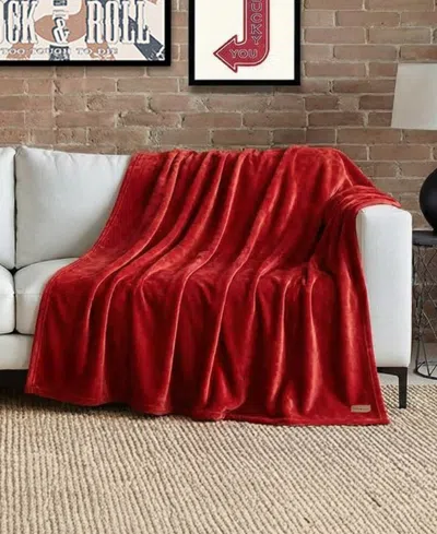 Lucky Brand Solid Plush Throw, 50" X 70" In Red