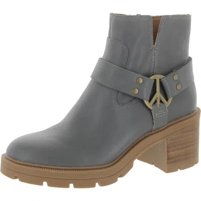 Lucky Brand Soxton Womens Leather Pull On Booties In Grey