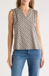 Lucky Brand Split Neck Tank In Brown