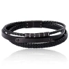 Lucky Brand Stainless Steel 3-row Cord Bracelet In Black