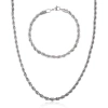 Lucky Brand Stainless Steel Rope Chain Necklace & Bracelet Set In Silver
