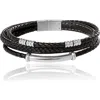 Lucky Brand Stainless Steel Triple Row Black Cord Bracelet In Black