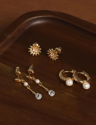 Lucky Brand Star Earring Set In Gold