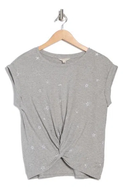 Lucky Brand Star Embroidered Twist Front T-shirt