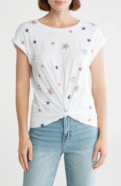 Lucky Brand Star Embroidered Twist Front T-shirt
