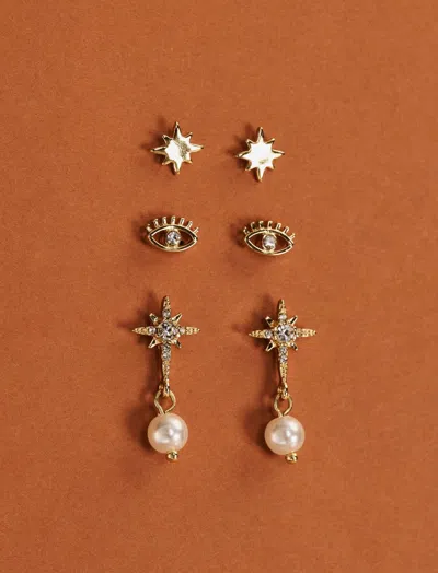 Lucky Brand Star Stud Set In Metallic