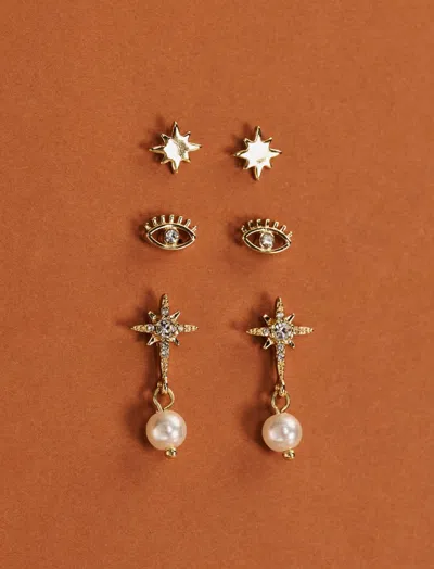 Lucky Brand Star Stud Set In Burgundy