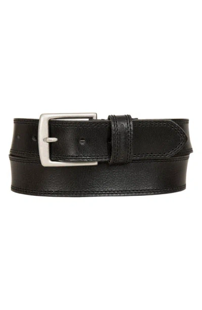 Lucky Brand Stitch Bar Leather Belt In Black